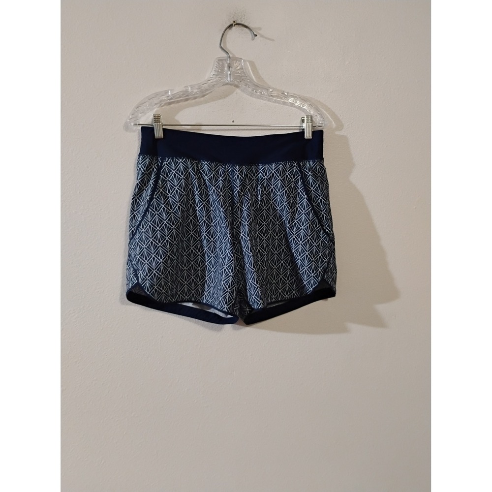 Lands End Womens Navy Blue Geometric Print Active Athletic Shorts Size 8